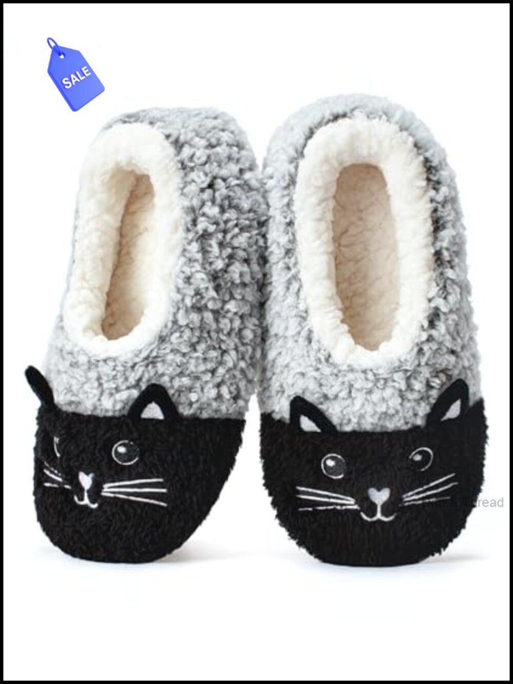 Plush 3D Cat Slippers with Soft Soles for Women Size 7-8